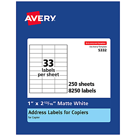 Avery® Copier Permanent Address Labels, 5332, 1" x