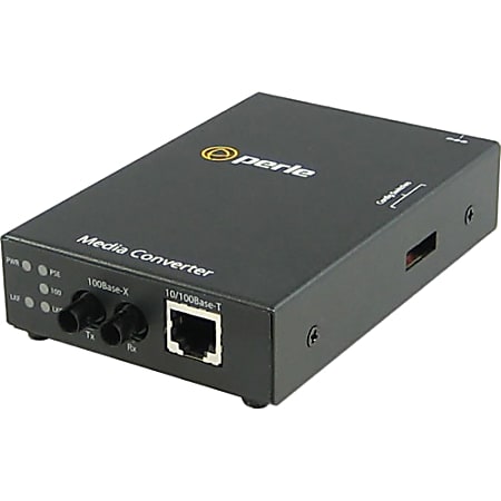 Perle S-110P-S2ST20-XT Media Converter - 1x PoE (RJ-45) Ports - 1 x ST Ports - Single-mode - 10/100Base-TX, 100Base-LX - Wall Mountable, Rack-mountable, Rail-mountable, Desktop