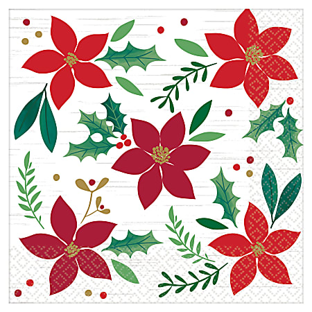 Amscan Christmas Wishes 2-Ply Dinner Napkins, 8" x 8", 16 Napkins Per Pack, Set Of 3 Packs