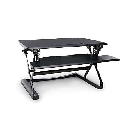 OFM Height-Adjustable Sit-To-Stand Desktop Riser With Keyboard Tray, Black