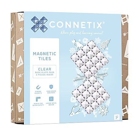 Connetix Magnetic Tiles Clear Base Plate Pack, 2 Pieces