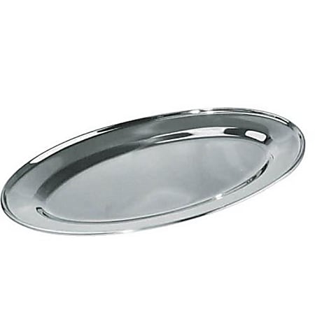 Winco Oval Stainless-Steel Platter, 14" x 8-3/4", Silver