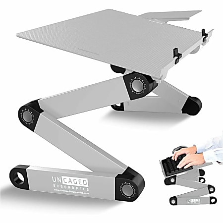 WorkEZ Adjustable Height Tilt Ergonomic Computer Keyboard Stand Riser Silver Office Depot
