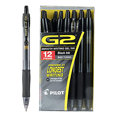 Pilot G-2 Retractable Gel Roller Pen, Bold, Black