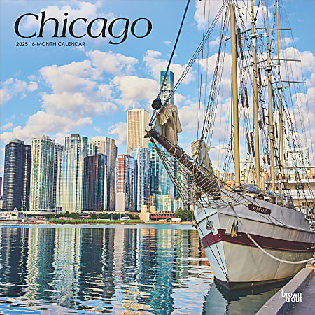 2025 BrownTrout Chicago Monthly Plastic-Free Square Wall Calendar, 12" x 12", American Cities, January to December 2025, 9781975474645