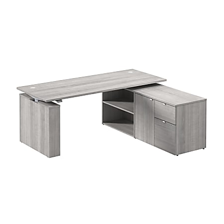 Stratus 72W x 30D Electric Height Adjustable Standing Desk with Storage, Platinum Gray, Standard Delivery