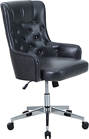 ALPHA HOME Ergonomic PU Leather High-Back Task Chair, Black