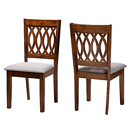 Baxton Studio Florencia Finished Wood Dining Accent Chairs, Gray/Walnut Brown, Set Of 2 Chairs