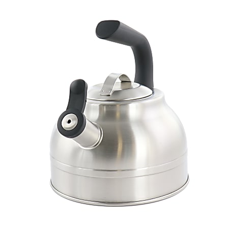 Kenmore Elite 9.2-Cup Stainless Steel Whistling Tea Kettle, 8”H x 9”W x 10”D, Silver