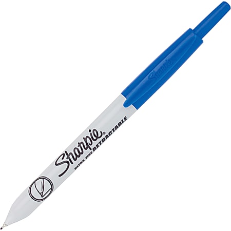 Sharpie Ultra-Fine Tip Retractable Markers - Fine Marker Point Type - Blue - 1 Each