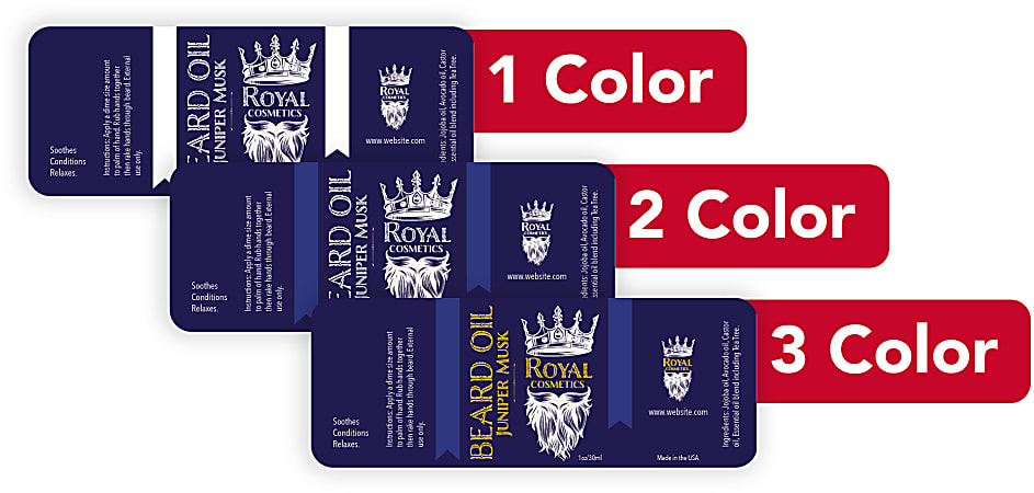 Custom 1, 2 Or 3 Color Printed Labels/Stickers, Rectangle, 1" x 2-5/8", Box Of 250