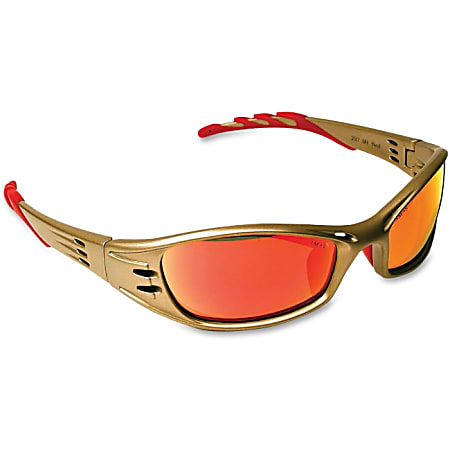 3M Fuel Protective Safety Eyewear - Standard Size - Ultraviolet Protection - Polycarbonate Lens, Nylon Frame - Metallic Sand, Red - 1 Each