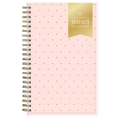 2025 Day Designer Weekly/Monthly Planning Calendar, 5” x 8”, Swiss Dot Blush, January 2025 To December 2025