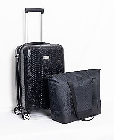 Geoffrey Beene Embossed Snakeskin 2-Piece Luggage Set, Black