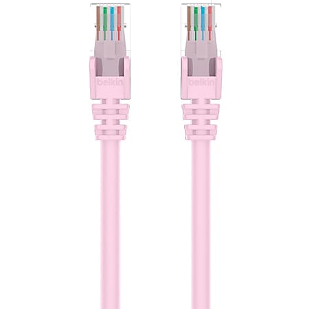 Belkin CAT6 Ethernet Patch Cable Snagless, RJ45, M/M - First End: 1 x RJ-45 Male Network - Second End: 1 x RJ-45 Male Network - 1 Gbit/s - Patch Cable - Gold Plated Connector - Gold Plated Contact - 24 AWG - Pink