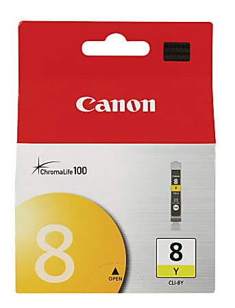 Canon® CLI-8Y ChromaLife 100 Yellow Ink Tank, 0623B002AA