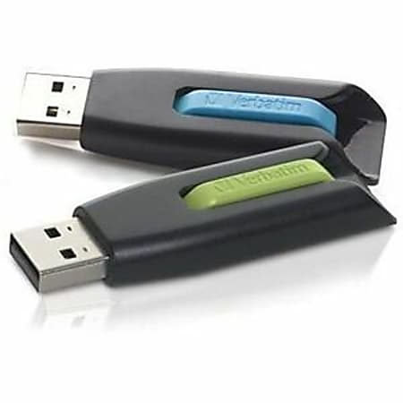 Verbatim® Store 'n' Go™ V3 USB 3.0 Flash Drives, 32GB, Assorted Colors, Pack Of 2