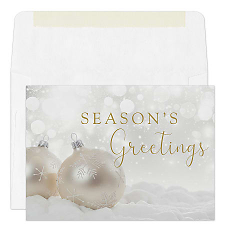 Custom Full-Color Holiday Cards With Envelopes, 7" x 5", Pearly Decorations, Box Of 25 Cards