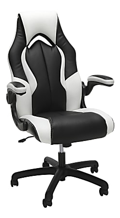OFM Essentials 3086 Racing-Style Bonded Leather High-Back Gaming Chair, Black/White