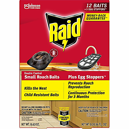 Raid Double Control Small Roach Baits - Cockroaches - Red - 6 / Carton