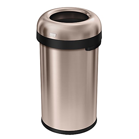 simplehuman® Bullet Open Trash Can, 16 Gallons, Rose Gold Steel