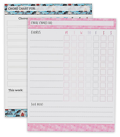 Office Depot® Brand Magnetic Weekly Chore Chart Pad, 8" x 11", 56 Sheets Per Pad, Assorted Designs