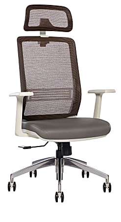 Sinfonia Sing Ergonomic Mesh/Fabric High-Back Task Chair With Antimicrobial Protection, Fixed T-Arms, Headrest, Copper/Gray/White