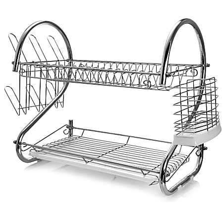 MegaChef 22" 2-Shelf Dish Rack, Silver