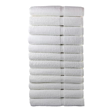 1888 Mills Crown Touch XL Bath Towels, 27” x 54”, White, Pack Of 36 Towels