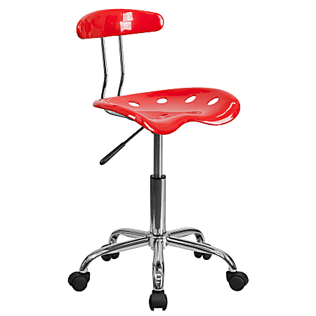 Flash Furniture Vibrant Low-Back Task Chair With Tractor Seat, Red/Chrome
