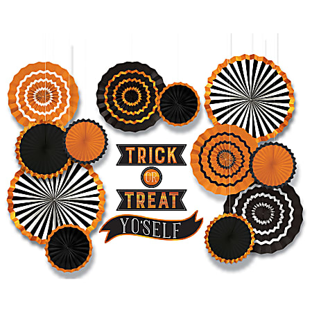 Amscan Halloween Fan Decorating Kit, Orange/Black/White