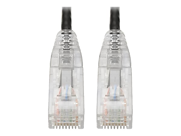 Tripp Lite Cat6 UTP Patch Cable (RJ45) - M/M, Gigabit, Snagless, Molded, Slim, Black, 3 ft. -  First End: 1 x RJ-45 Male Network - Second End: 1 x RJ-45 Male Network - 1 Gbit/s - Patch Cable - Gold Plated Connector - 28 AWG - Black