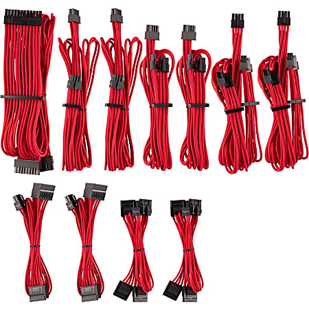Corsair Premium Individually Sleeved PSU Cables Pro Kit Type 4 Gen 4 - Red - For Power Supply - Red - 20