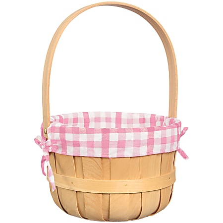 Amscan Easter Wood Chip Basket, 14"H x 9-7/16"W x 9-7/16"D, Pink