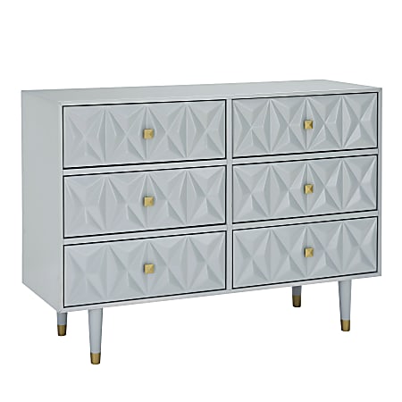 Linon Rhodri 6-Drawer Dresser, 36"H x 48"W x 18"D, Gray