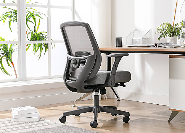 Serta SitTrue Ridgefield Ergonomic MeshVegan Leather High Back Task Chair  GrayBlack - Office Depot