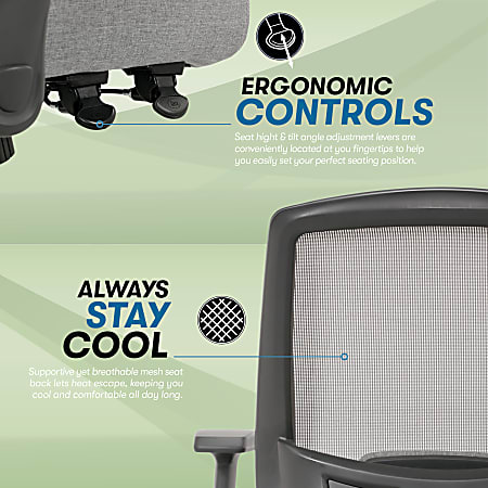 Serta SitTrue Rayne Ergonomic MeshFabric Mid Back Task Chair Gray