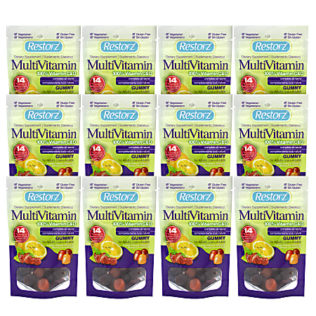 RESTORZ HealthRight Multi-Vitamin Gummies, 14 Gummies Per Pack, Case Of 12 Packs