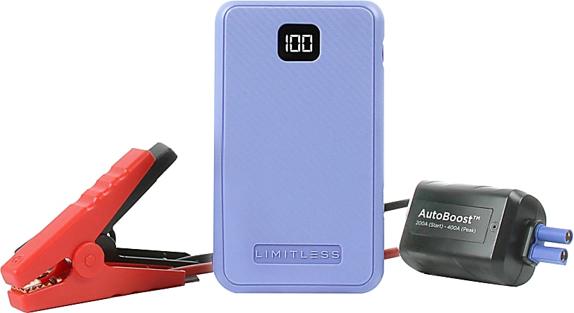 Limitless Innovations AutoBoost Portable Jump Starter/Power Bank/Flashlight, Very Peri, LIM-ABST-033