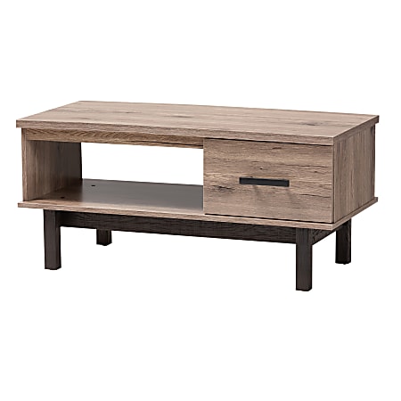 Baxton Studio Modern Coffee Table, 18-5/16"H x 39-7/16"W x 18-1/8"D, Oak/Black