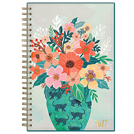Blue Sky™ Mia Charro Weekly/Monthly Planner, 5” x 8”, Floral Vase, January To December 2022, 133837