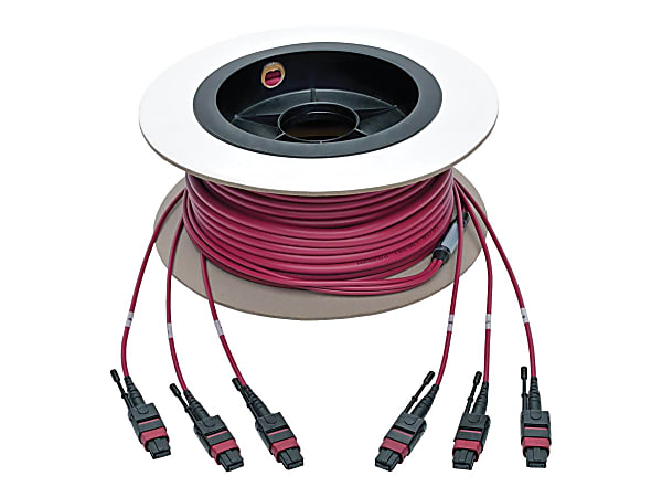 Tripp Lite MTP/MPO Multimode Base-8 Trunk Cable 24-Strand 40GB/100GB 40/100GBASE-SR4 OM4 Plenum-Rated (3xF/3xF) Push/Pull Tab Magenta 15 m (49 ft.)
