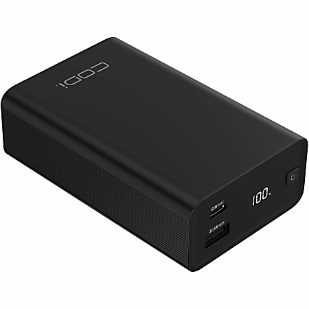 CODi 65W Laptop/Device Power Bank - 20,000mAh Portable Charger with 1 USB-C Port, 1 USB-A Port & Digital Battery Display
