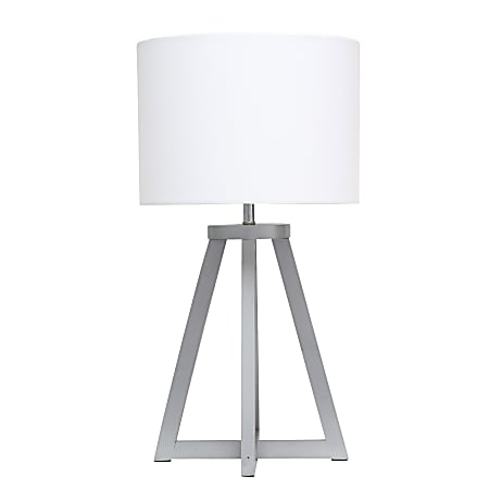 Simple Designs Interlocked Triangular Table Lamp, 19-1/8"H, White Shade/Gray Base