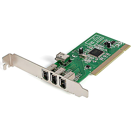 StarTech.com 4 port PCI 1394a FireWire Adapter Card - 3 External 1 Internal FireWire PCI Card  - PCI1394MP