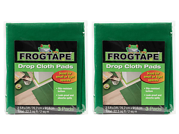 Duck Brand FrogTape Drop Cloth Pads, 36" x 2-1/2', Green, Pack Of 2 Pads