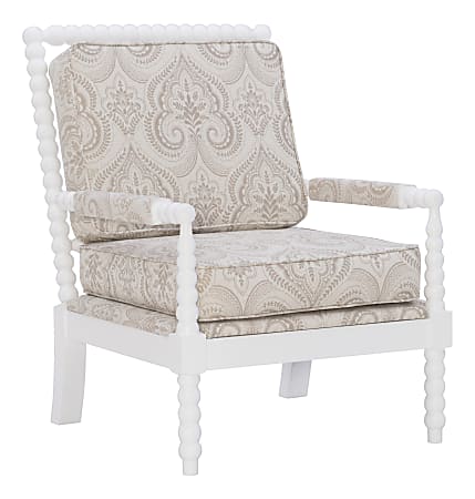 Linon Gardner Spindle Chair, Beige Paisley/Off-White