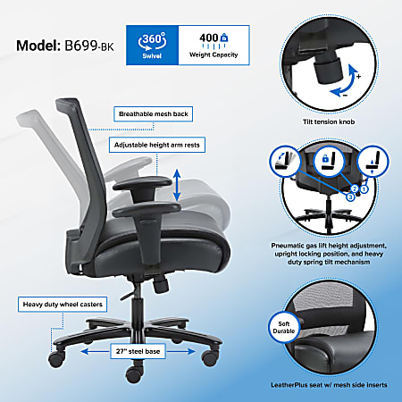 Heavy duty best sale mesh office chair