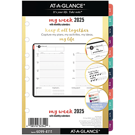 2025 AT-A-GLANCE® Harmony Weekly/Monthly Planner Refill, Desk Size, 5-1/2" x 8-1/2", January To December