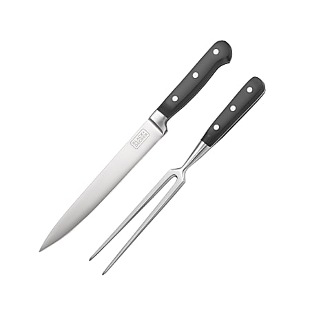 Black+Decker 2-Piece Stainless Steel Carving Knife Set, Black